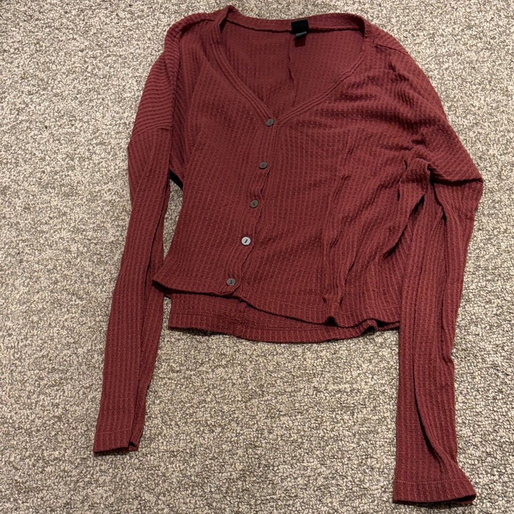 Wild Fable Textured Maroon Cardigan